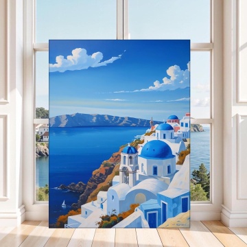 Tablou Canvas Vedere din Santorini, Grecia GRP26