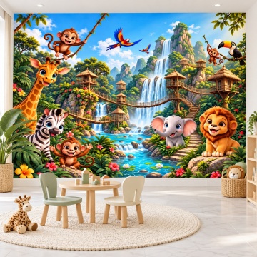 Fototapet Animale in Jungla cu Cascade fermecate SFG3