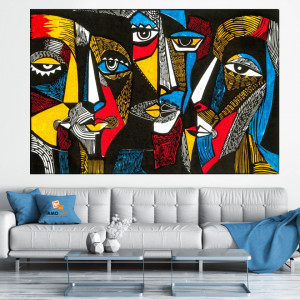 Tablou Canvas Abstract Design Fețe Colorate CTB79 - Img 4