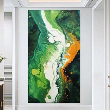 Tablou Canvas Abstract Verde Portocaliu ADF45