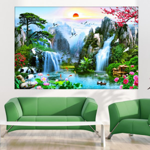 Tablou Canvas Cascada in Peisaj de Vis WTF103