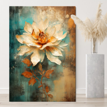 Tablou Canvas Floare Crem-Portocaliu Aspect Pictura TPF49