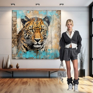 Tablou Canvas Leopard Exotic Turcoaz ANLS9