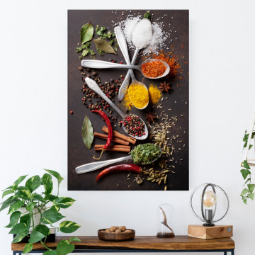 Tablou Canvas Linguri cu Piper, Curry, Sofran si Sare CSP93