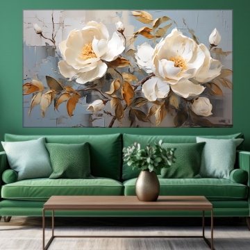 Tablou Canvas Trandafiri Albi cu Textura TPF66