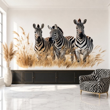 Fototapet cu Zebre și Iarbă de Pampas ANLS65