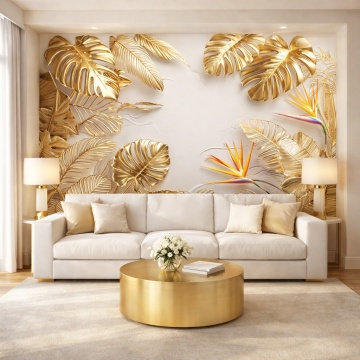Fototapet Golden Monstera Paradise Living Modern