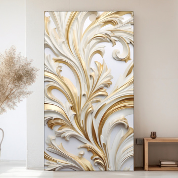 Tablou Canvas Frunze Spiralate 3D Alb-Auriu BYL15 - Img 3