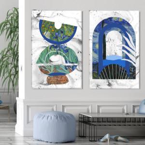 Tablou Canvas Ilustratie Mix Abstract-Modern Noapte Instelata Van Gogh VVG25D - Img 4