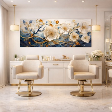 Tablou Canvas Panoramic – Dans de Flori Albe pe Valuri Albastre Beauty Salon