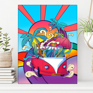 Tablou Canvas Pop Art - Hippie Van PVS37