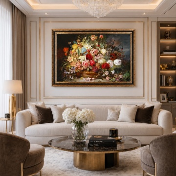 Tablou Vaza cu Trandafiri, Canvas + Rama FAS141 Living Premium si Rama Maro