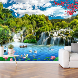 Fototapet 3D Cascada in Peisaj de Primavara OPO5331 - Img 2