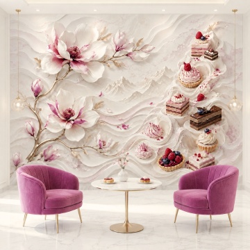 Fototapetul Floral 3D – Poveste Dulce cu Magnolii GMF25