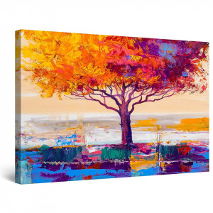 Tablou Canvas Arborele Abstract in Curcubeu de Culori TPP46 - Img 3