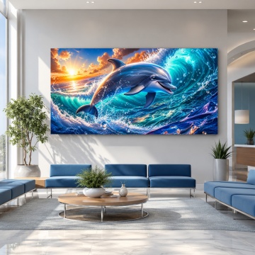 Tablou Canvas Delfin în Salt la Apus ANLS63