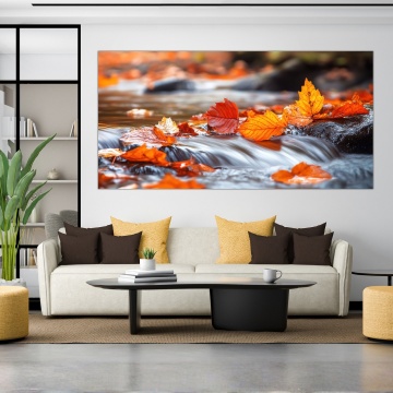 Tablou Canvas Frunze de toamnă purtate de râu FLAR88