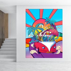 Tablou Canvas Pop Art - Hippie Van PVS37 - Img 3