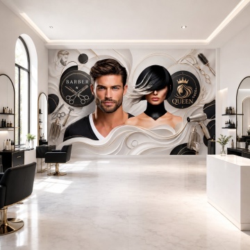Fototapet Barber & Queen – Eleganță fără Limite BNPF2