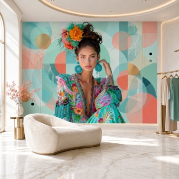 Fototapet Fashion Icon – Eleganță Abstractă în Culori Vibrante BNPF3