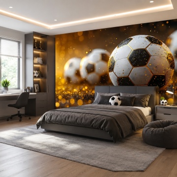 Fototapet Fotbal Minge cu Efect Auriu IMGS1 Dormitor Adolescent