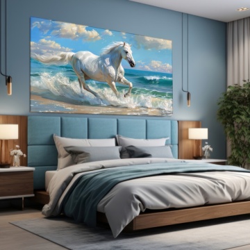 Tablou Canvas Cal Alb Printre Valuri HS180 - Img 3
