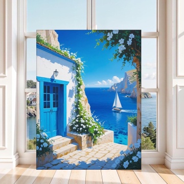 Tablou Canvas Refugiu Alb în Grecia GRP34