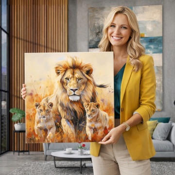 Tablou Canvas Regele Leu – Forță și Protecție ANLS46