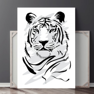 Tablou Canvas Tigru Model Tatuaj Alb-Negru ATGR103