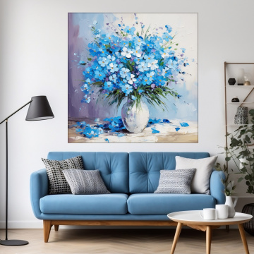 Tablou Canvas Vaza cu Flori Albastre FAS151