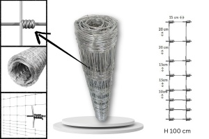 Plasă înnodată înălțime 100cm 8fire 1.8+2.2mm 50m