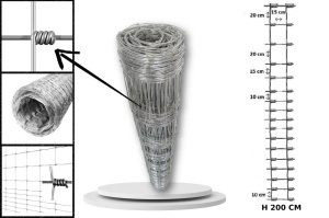 Plasă înnodată înălțime 200cm 17fire 1.8+2.2mm 50m