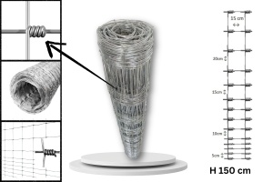 Plasă înnodată înălțime 150cm 14fire 1.8+2.2mm 50m