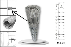Plasă înnodată înălțime 115cm 12fire 2.0+2.8mm 50m