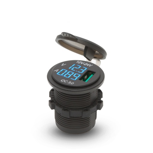 Adaptor USB Integrat pentru Vehicule cu Voltmetru și Ampermetru, Montare Simplă, Indicator LED, Protecție Cauciuc, Compatibil 12/24V - Eficiență și Securitate