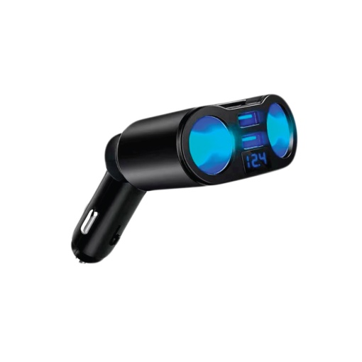 Încărcător Auto Multifuncțional cu 2 USB-uri, Indicator de Voltaj și Mufe Brichetă Suplimentare - Eficiență și Siguranță pentru Călătoriile Tale