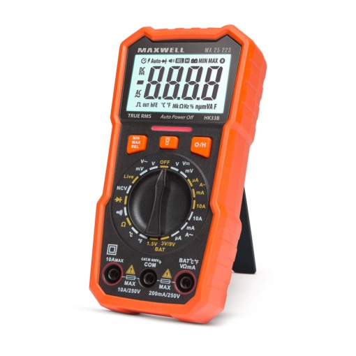 Multimetru Digital Maxwell MX 25223 - Tester Baterie, Măsurare Temperatură, Funcție Lumină de Lucru, Precizie Înaltă, Ușor de Utilizat, Durabil