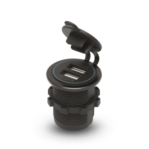 Încărcător Auto Universal cu Lumină Roșie, Dual USB, Protecție Cauciuc, Instalare Ușoară, 5V/1A și 2.1A