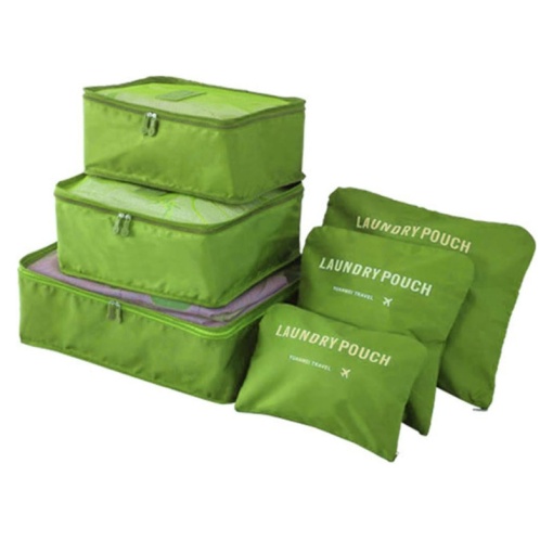 Set 6 Piese Organizator Bagaje Calatorie, Rezistente la Apa - Verde