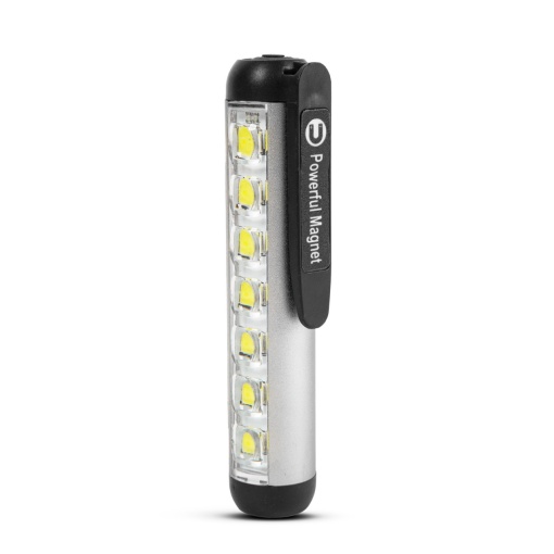 Lanternă LED Multifuncțională Phenom, Mod Lumină de Lucru, Baterie 400mAh, XPE + LED SMD, 500lm, IP55, Design Argintiu - Ideală pentru Asamblare, Ciclism, Pescuit