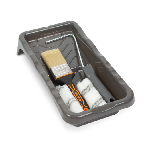 Set Complet de Role pentru Vopsit de Înaltă Calitate - 5 Piese, Ideal pentru Părți Interioare și Exterioare, Poliester, Mâner Ergonomic, Tavă cu Raclor Inclusă