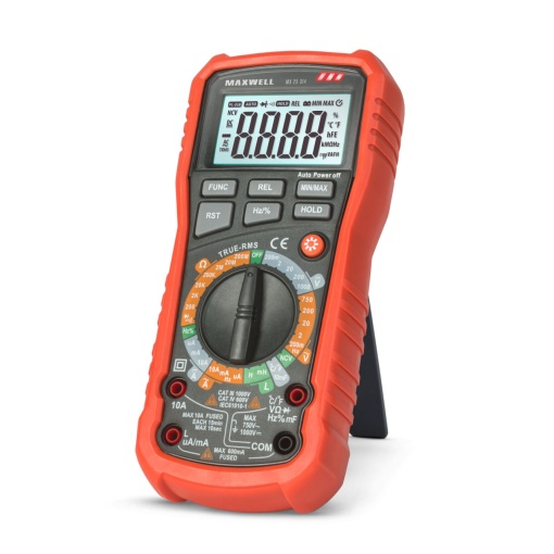 Multimetru Digital Profesional Maxwel MX 25314 - Măsurători Precise de Tensiune, Curent, Rezistență, Capacitate, și Temperatură, Display Mare Iluminat, Carcasă Durabilă, cu Accesorii Incluse (150-200 caractere)
