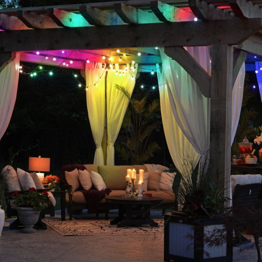 Șir Lumini Solare Inteligente LED RGBIC 15 Bucăți, 6,5m, Bluetooth, Design Vintage, Control App - Iluminare Exterioară Colorată și Eficientă