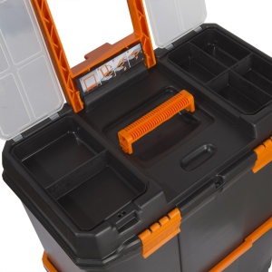 Geantă Multi-Parte din Plastic Tractabilă 18" cu Maner Solid și Trusă de Scule Detasabilă - Ideală pentru Organizarea Eficientă a Instrumentelor - Img 4