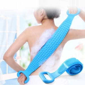 Exfoliant pentru spate din silicon cu mâner și funcție de masaj - Albastra