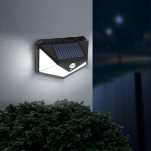 Proiector Solar cu Senzor de Mișcare pentru Perete, 136 LED-uri, Iluminare Exterioară Versatilă, Fără Cabluri, IP65, Negru - Img 1