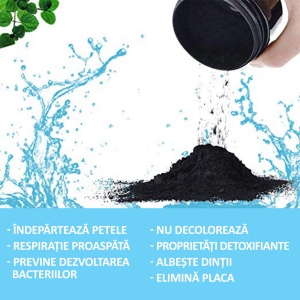 Pudra Organica de Carbune Activ pentru Albirea Dintilor