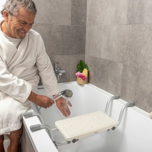 Scaun de Baie Antiderapant Reglabil 2 în 1, Ergonomic, Multifuncțional cu Orificii de Drenaj, pentru Copii și Adulți, Suportă 120 kg - Img 1