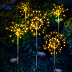 Floare Solară LED Decorativă pentru Gradină - 90 MicroLED-uri în Alb Cald, Rezistentă la Apă, Autonomă și Ușor de Instalat - 84 cm - Img 1