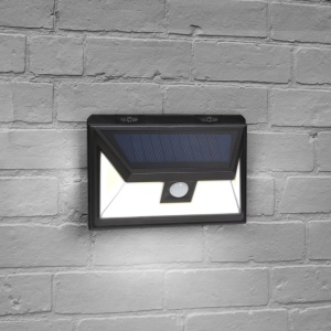 Lampa Proiector de Perete cu Detector de Mișcare, LED-uri COB Rotative, Panou Solar - IP65, 300 Lumeni - Img 1
